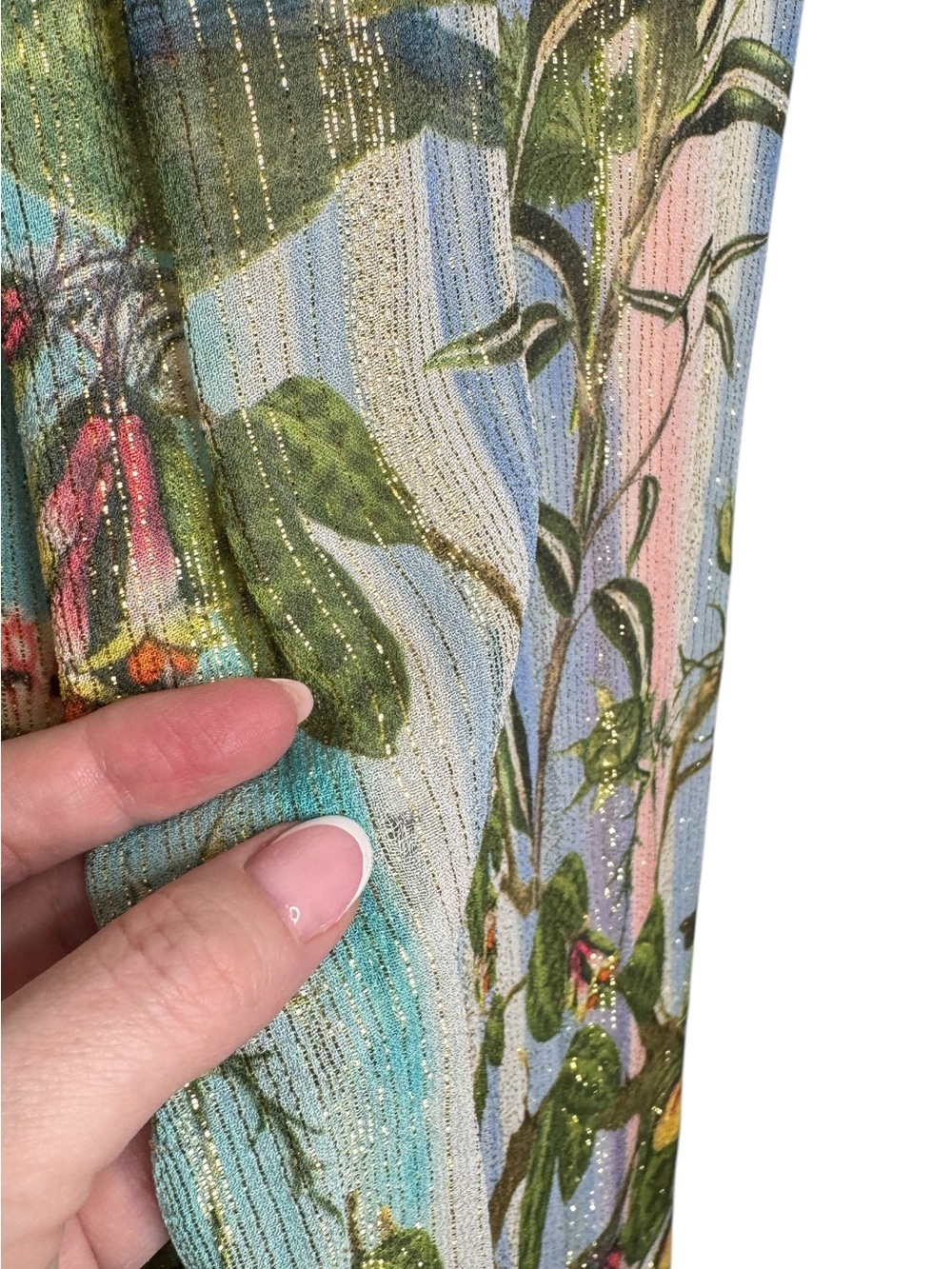 Just Bellina Wide Leg Ava Bolero Multicolored Floral Metallic Pants Small Beach - Picture 8 of 15